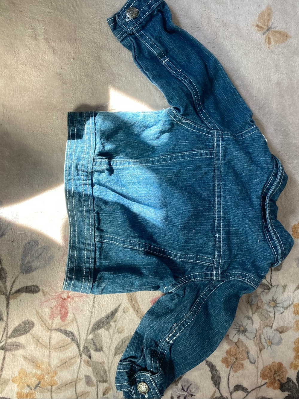 Baby Denim Jacket with Crochet Lace Accents - Blue and white. Size 12 months - Picture 3 of 3